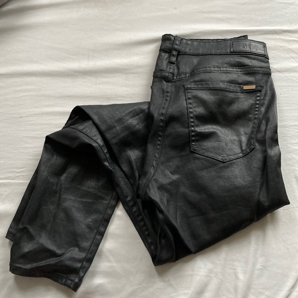 Armani exchange faux leather skinny jeans